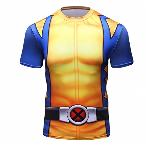 Red Plume Men's Superhero Shirt Sports Fitness T-Shirt Party/Cosplay Short Sleeve (XXL) Multicoloured