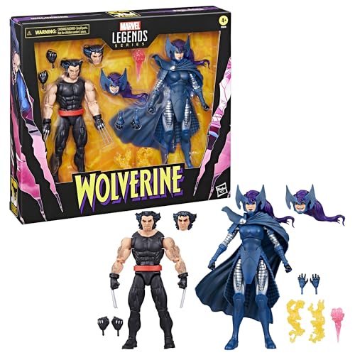 Marvel Legends Series Wolverine and Psylocke, 50th Anniversary Comics Collectible 6-Inch Action Figure 2-Pack