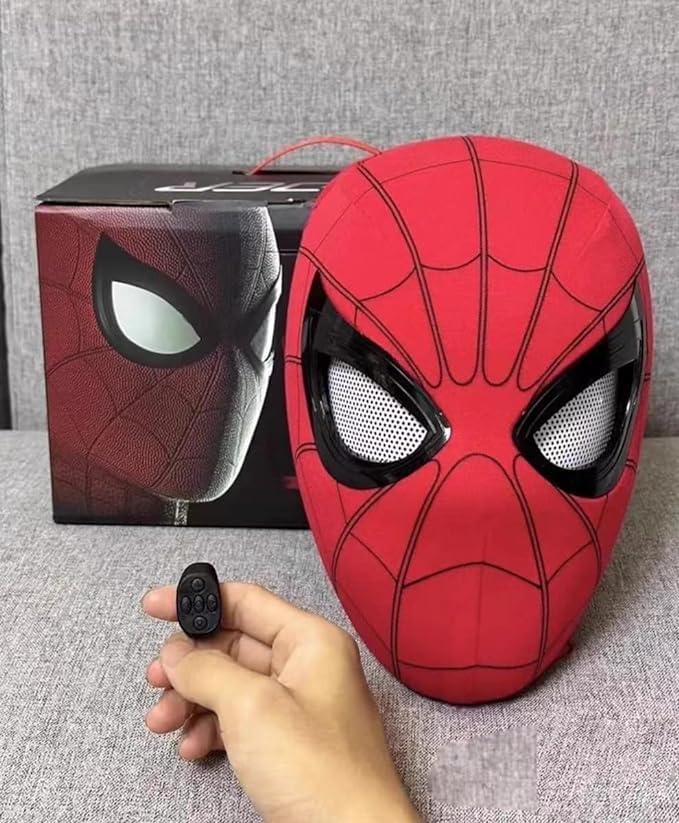 ROCKIA Superhero Mask Halloween Masks Moving Eye with Faceshell and Lenses, Movie Prop Replica, Cosplay Costumes Mask