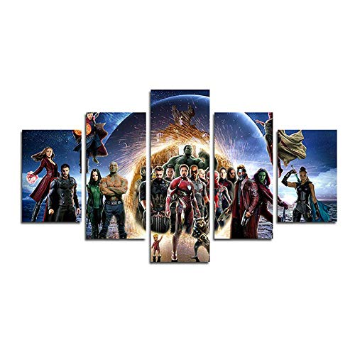 Orsit Prints 5 Pieces HD The Avengers Infinite War Canvas Painting Living Room Home Decoration Canvas Art Wall Poster (No Frame) 50inch x30 inch…