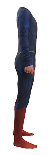 Bailu Halloween Mens Deluxe Superhero Costume Cosplay Bodysuit Junpsuit Zentai Onesie Outfit with Cloak for Adult