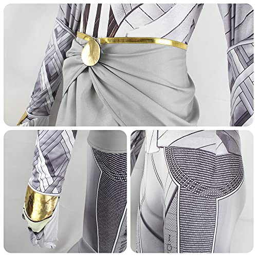 Yanmao Superhero Costume Mr Knight Cosplay Jumpsuit Cloak Set Adult Men Marc Spector Suit Halloween Cosplay (White, Large)