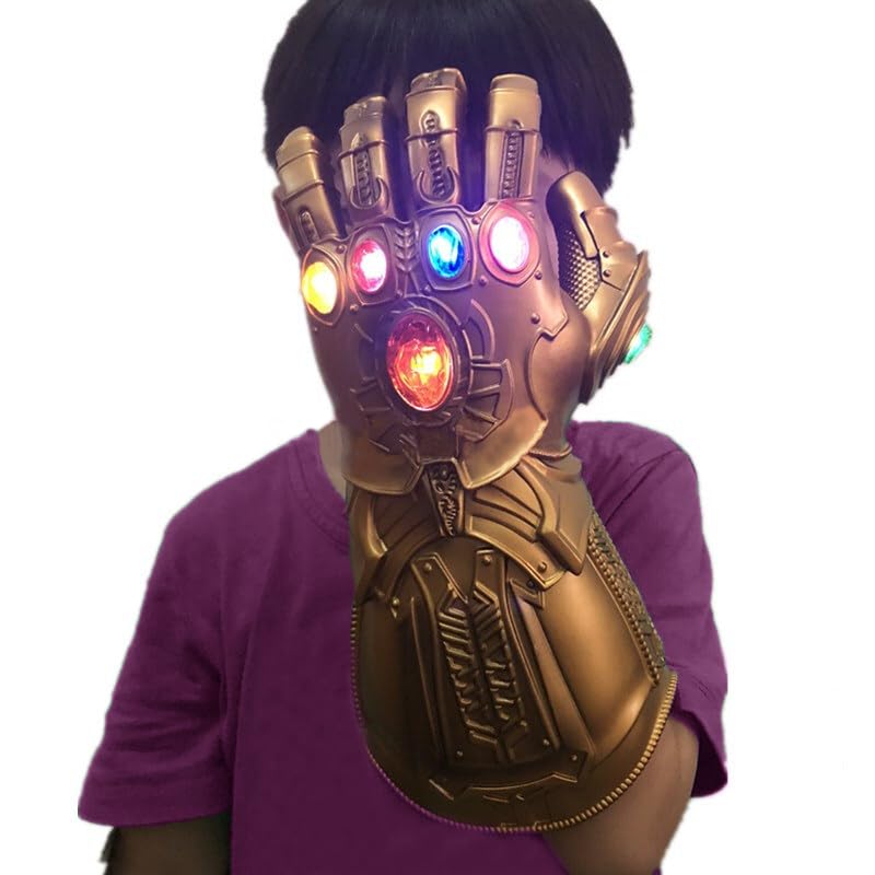 NefsAm Infinity Gauntlet for Kids Led Light Up PVC SuperHero Infinity Gauntlet Glove Toys Gift Cosplay Prop Costume