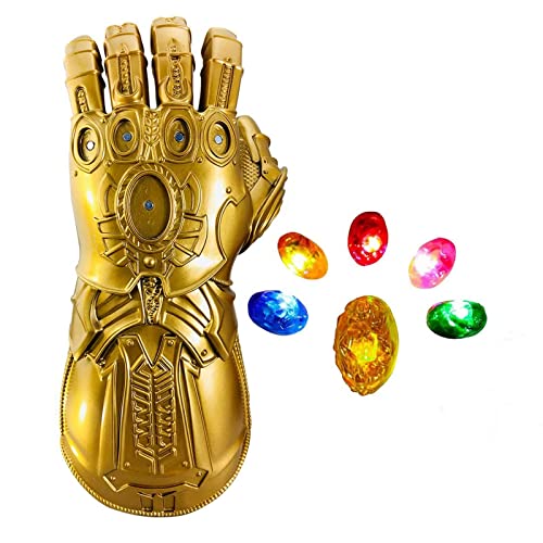 Infinity War Thanos Infinity Gauntlet with Electronic Detachable Glowing Infinity Stones Cosplay Halloween Prop PVC Gloves for Adult