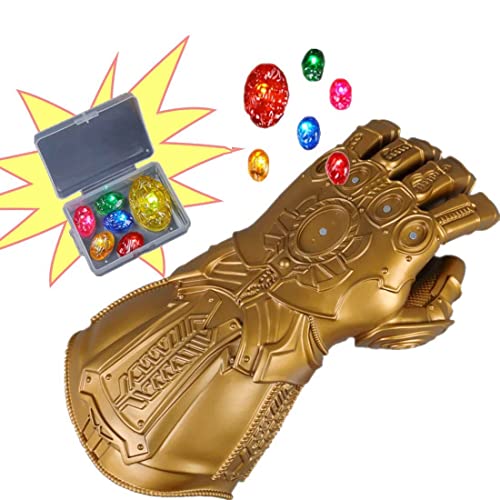 Infinity War Thanos Infinity Gauntlet with Electronic Detachable Glowing Infinity Stones Cosplay Halloween Prop PVC Gloves for Adult