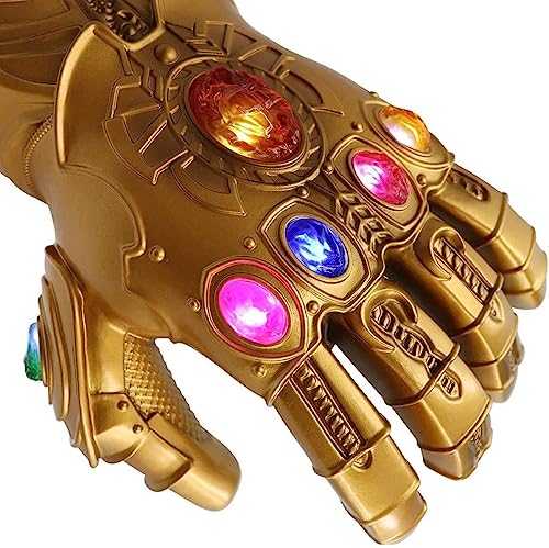 NefsAm Infinity Gauntlet for Kids Led Light Up PVC SuperHero Infinity Gauntlet Glove Toys Gift Cosplay Prop Costume
