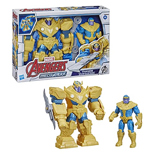 Avengers Hasbro Marvel Mech Strike 9-inch Action Figure Toy Infinity Mech Suit Thanos and Blade Weapon Accessory, for Kids Ages 4 and Up