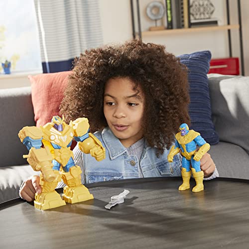 Avengers Hasbro Marvel Mech Strike 9-inch Action Figure Toy Infinity Mech Suit Thanos and Blade Weapon Accessory, for Kids Ages 4 and Up