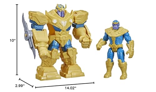 Avengers Hasbro Marvel Mech Strike 9-inch Action Figure Toy Infinity Mech Suit Thanos and Blade Weapon Accessory, for Kids Ages 4 and Up