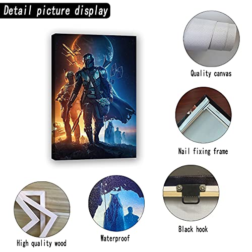 Star Wars Posters - Bounty Hunter Boba Fett Gallery Grade Wall Decor Poster Framed HD Print on Canvas Star Fans Painting Gift Room Decoration for Living Room Bedroom (SW-9, 12 X 18 Inches)