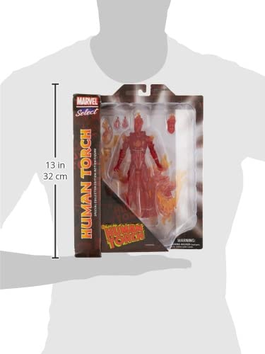 Diamond Select Toys Human Torch 7-Inch Action Figure with Side-Panel Artwork and 16 Points of Articulation