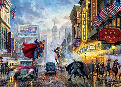 Ceaco - Thomas Kinkade - DC Comics - The Trinity - Batman, Superman, and Wonder Woman - 1000 Piece Jigsaw Puzzle