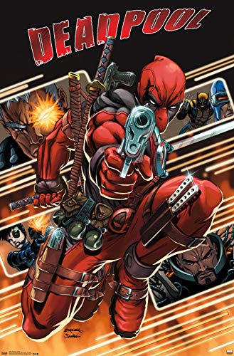 Trends International Deadpool-Attack Premium Wall Poster, 22.375" x 34"