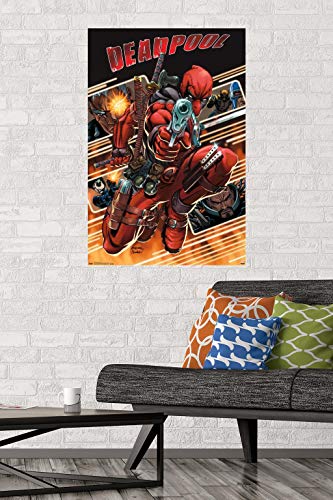 Trends International Deadpool-Attack Premium Wall Poster, 22.375" x 34"