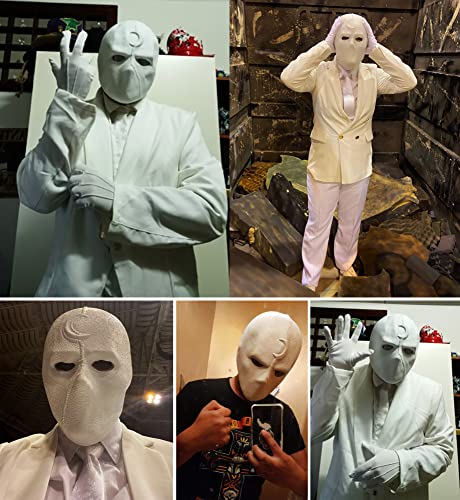nezababy Superhero Knight Mask Marc Spector Latex Helmet Moon Cosplay Costume Props Halloween Party Masquerade Accessories A, 15.5x16.6x17.3 inch