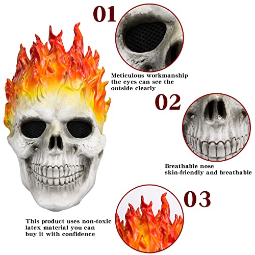 xiuyou Ghost Rider Mask,Halloween Flame Skull Mask Horror Knight Ghost Mask Scary Demon Mask Halloween Costume Cosplay Props