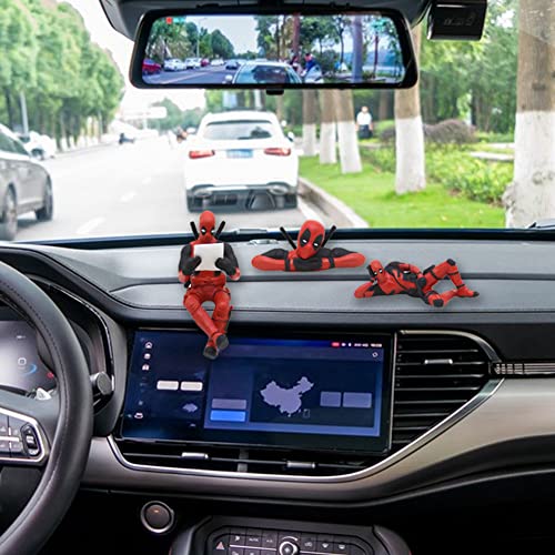 ZKTSRY 3 Pcs Deadpool Car Accessories,Classics Anime Figures Model for Home, Car, Desk and Computer Decorations (3 Sets)