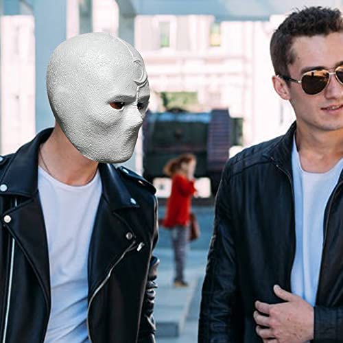 nezababy Superhero Knight Mask Marc Spector Latex Helmet Moon Cosplay Costume Props Halloween Party Masquerade Accessories A, 15.5x16.6x17.3 inch