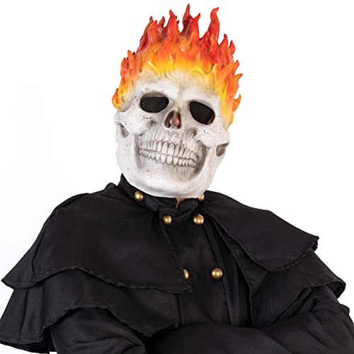 xiuyou Ghost Rider Mask,Halloween Flame Skull Mask Horror Knight Ghost Mask Scary Demon Mask Halloween Costume Cosplay Props