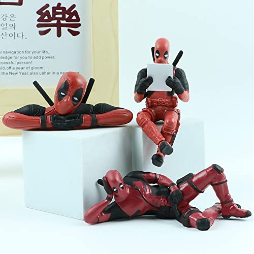 ZKTSRY 3 Pcs Deadpool Car Accessories,Classics Anime Figures Model for Home, Car, Desk and Computer Decorations (3 Sets)