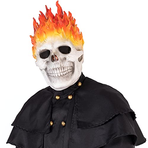 xiuyou Ghost Rider Mask,Halloween Flame Skull Mask Horror Knight Ghost Mask Scary Demon Mask Halloween Costume Cosplay Props