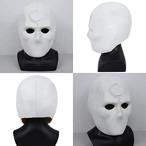 nezababy Superhero Knight Mask Marc Spector Latex Helmet Moon Cosplay Costume Props Halloween Party Masquerade Accessories A, 15.5x16.6x17.3 inch