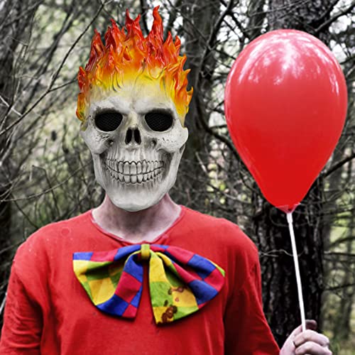 xiuyou Ghost Rider Mask,Halloween Flame Skull Mask Horror Knight Ghost Mask Scary Demon Mask Halloween Costume Cosplay Props
