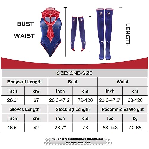paloli CharmSpider Bodysuit Costume Set For Woman - Blue & Red Theme, Alluring Heart Cutout, Perfect for Role Cosplay Halloween Parties