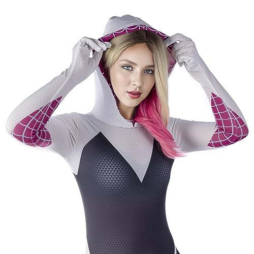 MUPUL Gwen Stacy Cosplay Wigs for Women Short Ombre Blonde Pink Spider Woman Wig Costume Wig for Girls Halloween Use (Blonde Pink/Gwen)