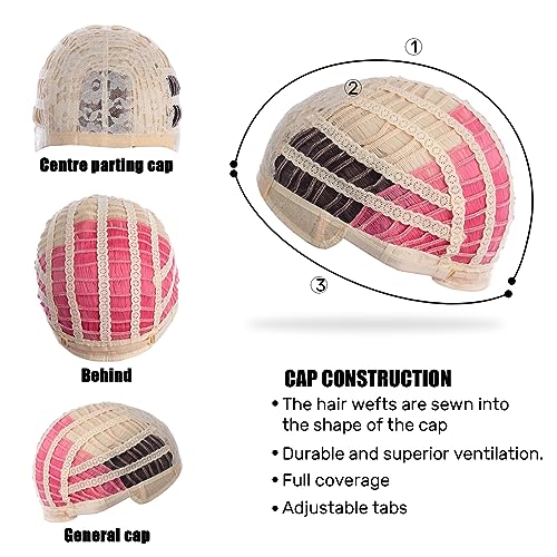 MUPUL Gwen Stacy Cosplay Wigs for Women Short Ombre Blonde Pink Spider Woman Wig Costume Wig for Girls Halloween Use (Blonde Pink/Gwen)