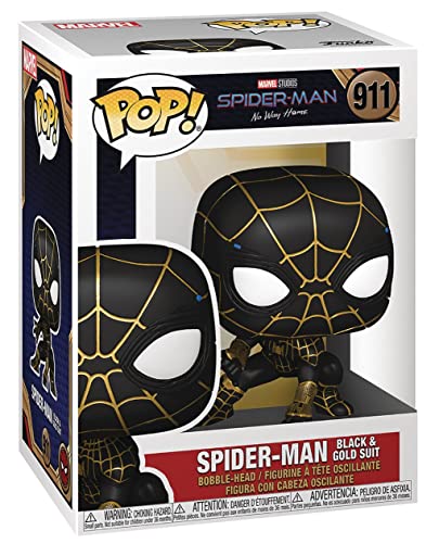 Spider-Man POP Marvel No Way Home - Spiderman in Black and Gold Suit Funko Pop! Vinyl Figure (Bundled with Compatible Pop Box Protector Case), Multicolor, 3.75 inches