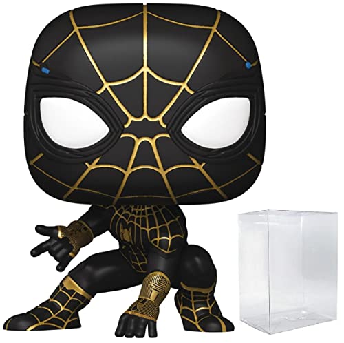 Spider-Man POP Marvel No Way Home - Spiderman in Black and Gold Suit Funko Pop! Vinyl Figure (Bundled with Compatible Pop Box Protector Case), Multicolor, 3.75 inches