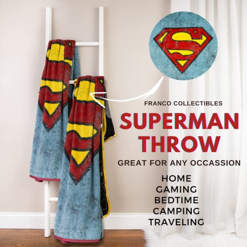 Franco Collectibles Superman Bedding Super Soft Micro Raschel Throw, 46 in x 60 in, (Official Licensed Product)
