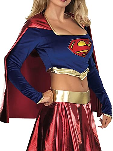 Secret Wishes Adult Supergirl Costume, Blue/Red, Large