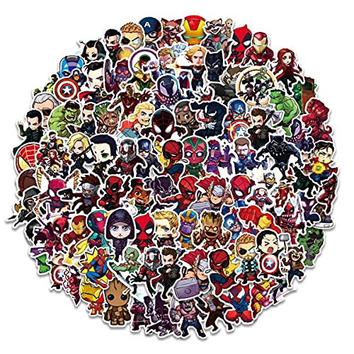 100Pcs Teens Superheros Stickers,Avengers Decals,Waterproof for Laptop Water Bottle Car Cup Computer Guitar Skateboard Luggage Bike Bumper, Kid/Teen Gift