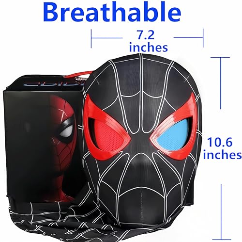 enttgo Moving Eyes Mask Superhero Red Black White, Ring-shaped Remote Control Cosplay for Halloween Birthday Christmas Gift (Two-tone Black)