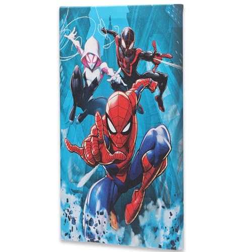 Open Road Brands Marvel Spider-Man and Friends Gallery Wrapped Canvas Wall Decor - Action-Packed Spider-Man Wall Art for Man Cave or Movie Room