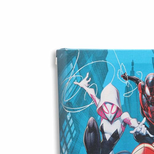 Open Road Brands Marvel Spider-Man and Friends Gallery Wrapped Canvas Wall Decor - Action-Packed Spider-Man Wall Art for Man Cave or Movie Room