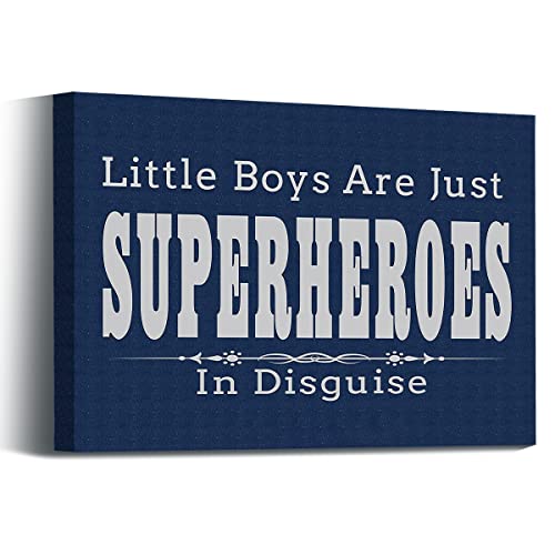 Little Boys are Just Superheroes in Disguise Wall Art Prints Artwork Decor for Superhero Themed Canvas Wall Art Prints,Bedroom Living Room Home Boys Room Decorations,11"x14",Son Nephew Grandson Gifts
