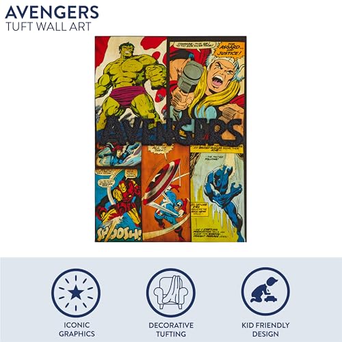 Idea Nuova Marvel Avengers Canvas Wall Art and Décor with 3D Tufting, 11" Wx15 H