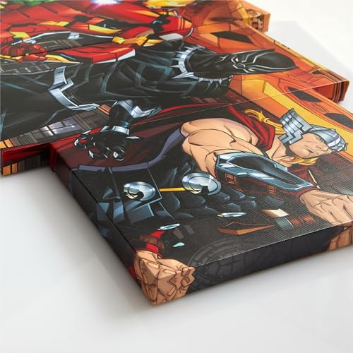 Idea Nuova Marvel Avengers Captain America, Hulk, Iron Man, Black Panther and Thor 5 Piece Canvas Printed Wall Art Décor Set, Overall 40" W x 20" H