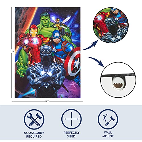 Idea Nuova Marvel Avengers Canvas LED Wall Art,Childrens Wall Hanging Décor,11.5"x15.75"