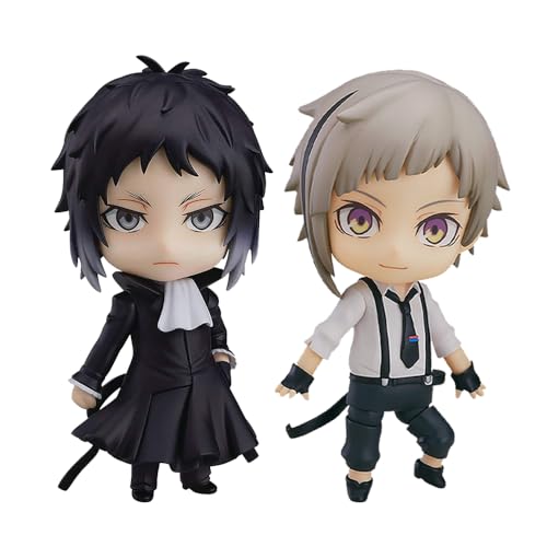 QAHEART 2pcs Anime BSD Figure Akutagawa Ryunosuke and Nakajima Atsushi Action Figure Model Clay Man with Accessories, 3.93'' Movable Desktop Figure Handmade Collectible