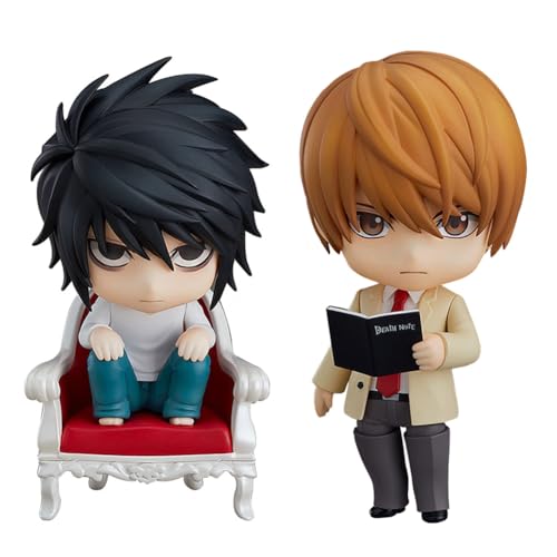 QAHEART Anime Action Figure Light Yagami and L Figures Q Version Cartoon Manga Figure Model, Joint Movable, Handmade Collectible Xmas Birthday Gifts