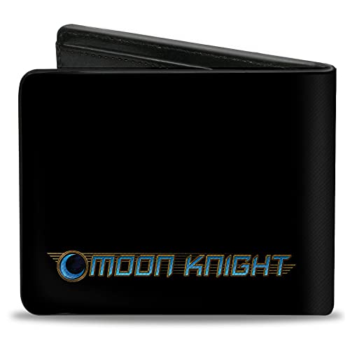 Wallet Bifold PU Moon Knight Hieroglyphics Pose and Logo Black Grays Tans