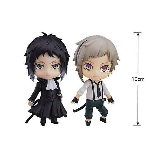 QAHEART 2pcs Anime BSD Figure Akutagawa Ryunosuke and Nakajima Atsushi Action Figure Model Clay Man with Accessories, 3.93'' Movable Desktop Figure Handmade Collectible