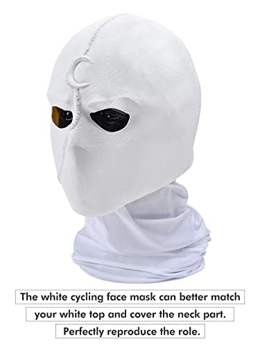 KESOCORAY 3 Pieces Moon Mask Latex Helmet Knight Set White Gloves Neck Mask Helmet Cosplay Costume Mask Halloween Masquerade Prop