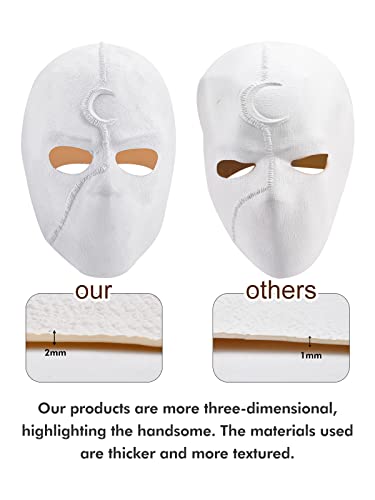KESOCORAY 3 Pieces Moon Mask Latex Helmet Knight Set White Gloves Neck Mask Helmet Cosplay Costume Mask Halloween Masquerade Prop