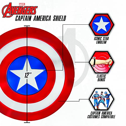 MARVEL Boys Captain America 12" Shield, Kids Avengers Halloween Costume Accessory, Child - Officially Licensed Standard