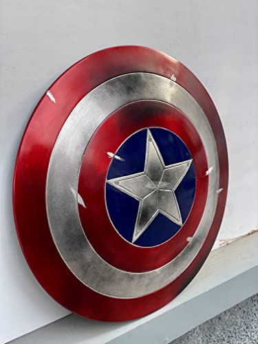 Adamcrafts Damage Cap America Metal Shield Cosplay 1:1 Replica Battle Damage Cap America Shield for Cosplay Or Roleplay Shield Gift Item